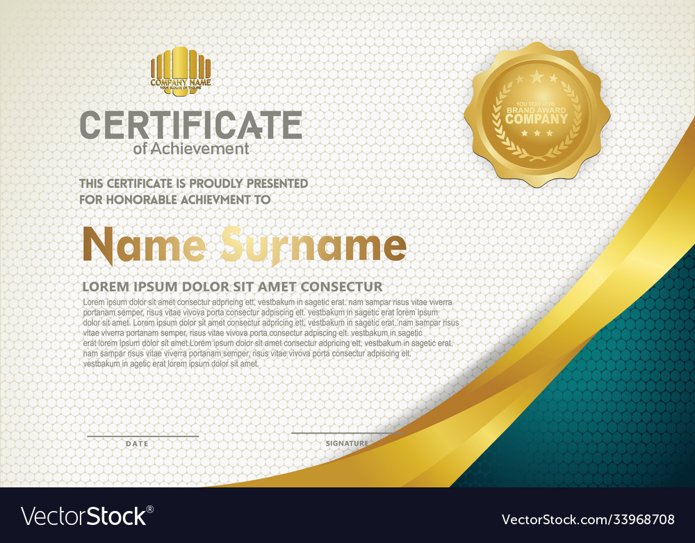 Luxury horizontal certificate template Royalty Free Vector