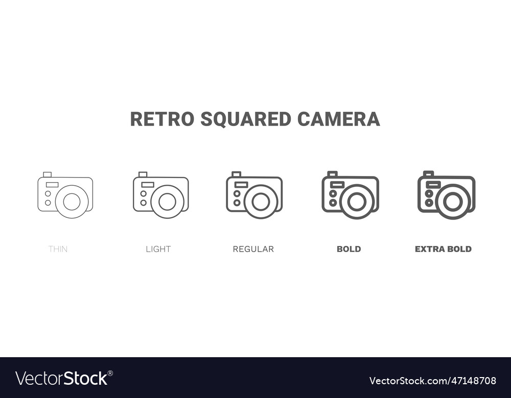 Retro squared camera icon thin regular bold