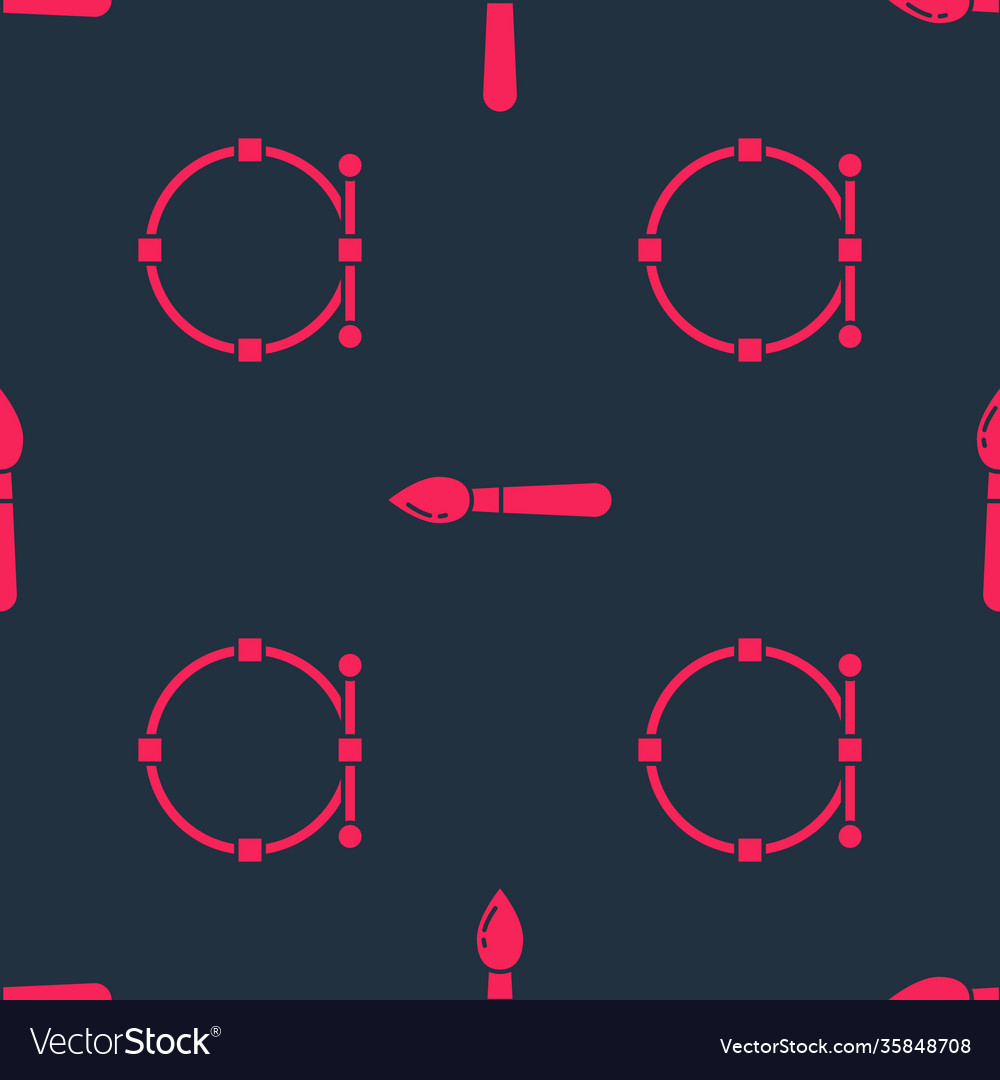 Set circle with bezier curve and paint brush vector image Set circle with bezier curve and paint brush