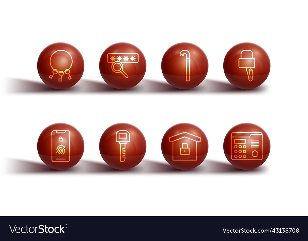 Set line bunch of keys mobile with fingerprint vector image Set line bunch of keys mobile with fingerprint