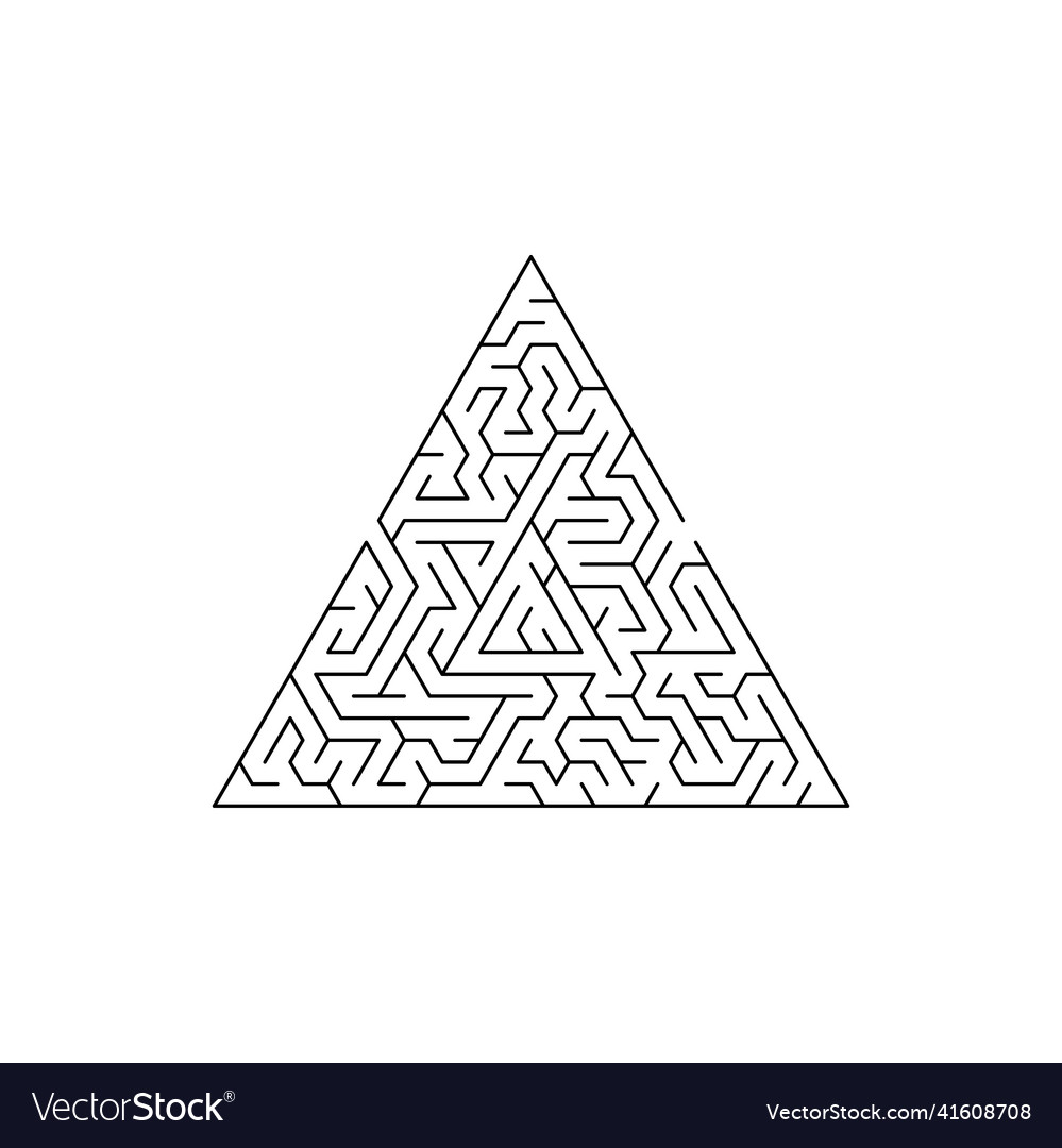 Triangle tangled maze game isolated labyrinth icon