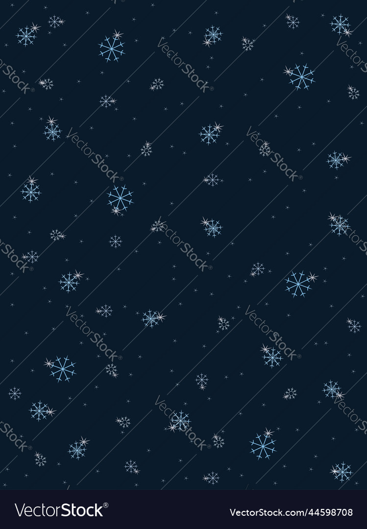 Various snowflakes on dark blue color winter