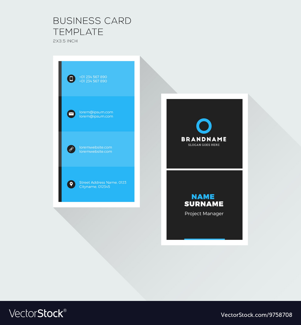 Vertical business card print template personal