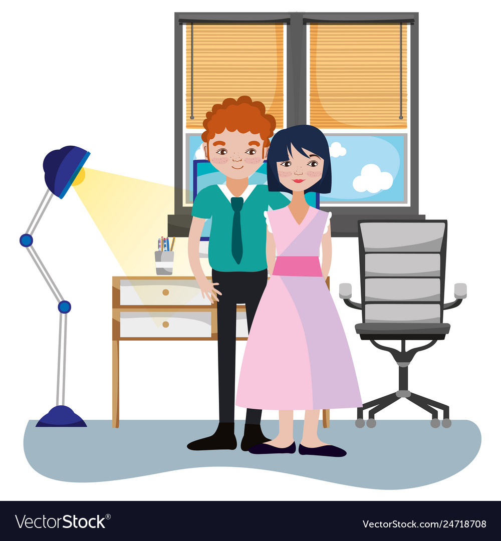 Young couple cartoon