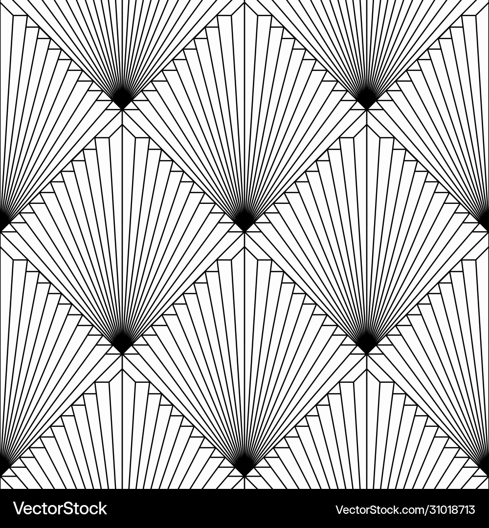 Art deco pattern black white background Royalty Free Vector
