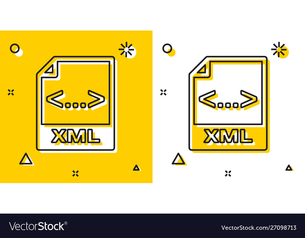 Black xml file document download button icon vector image Black xml file document download button icon