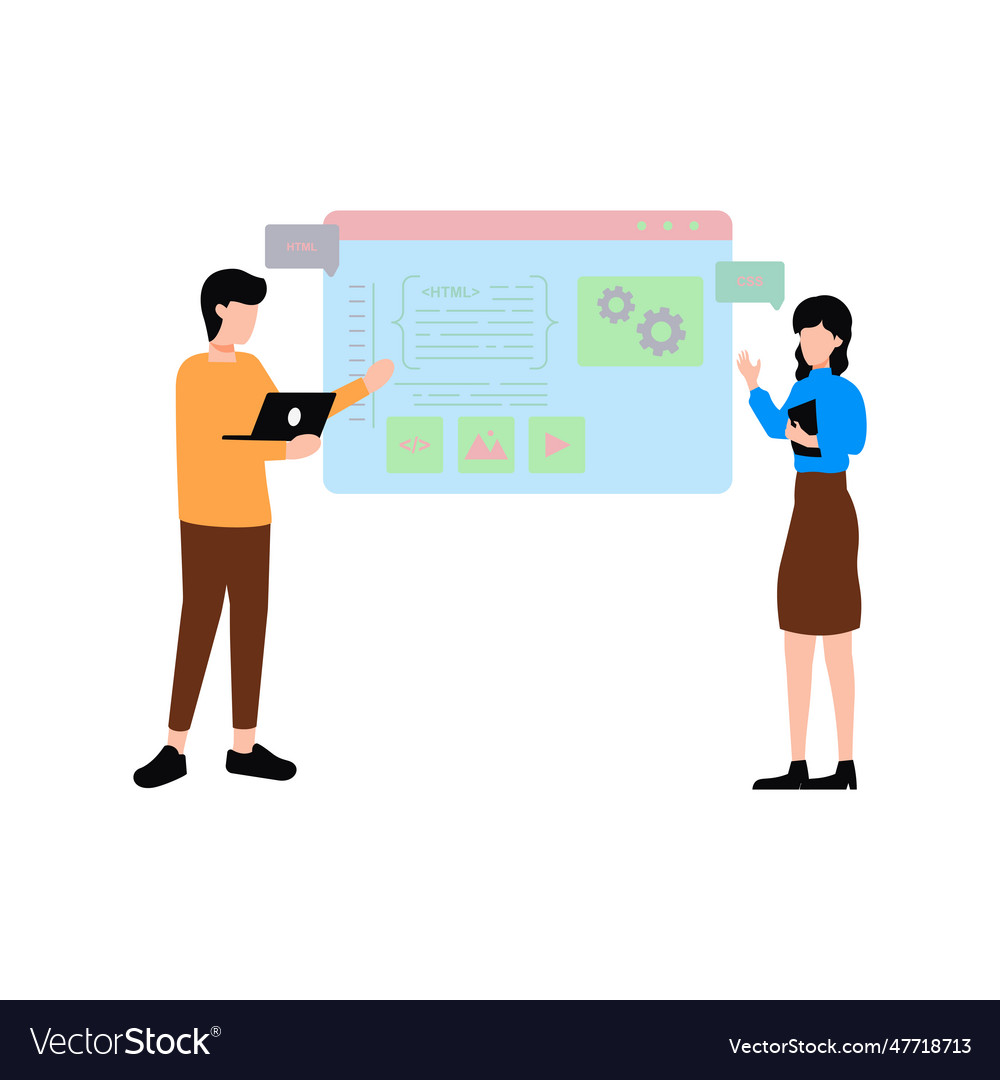 Boy and girl working on coding