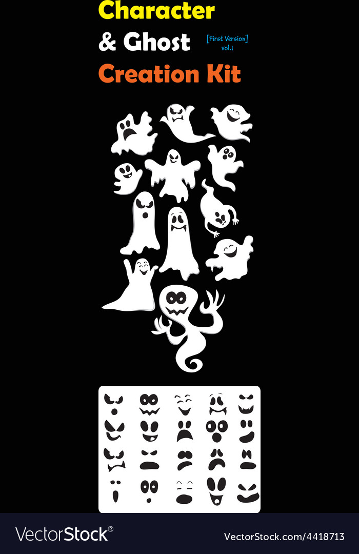 Cartoon Ghost Creation Set - Spooky Silhouettes