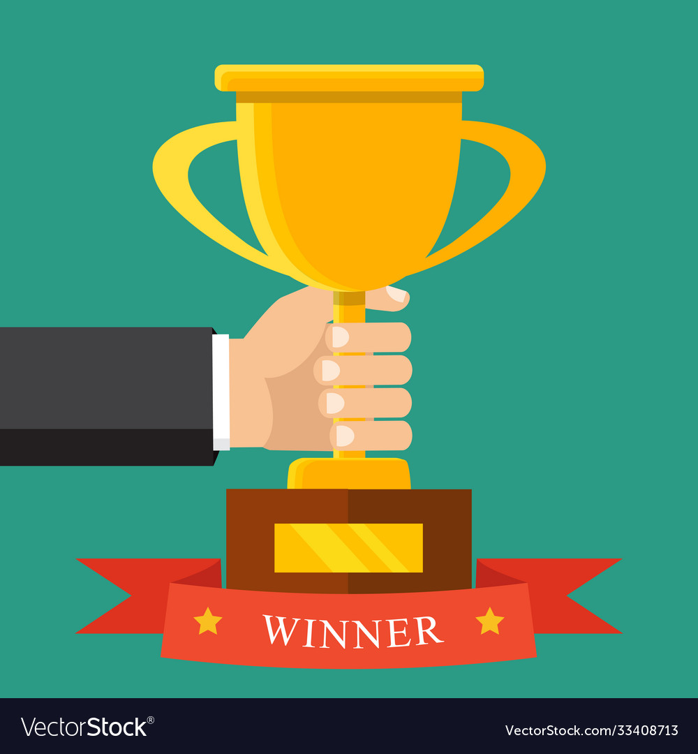 Champion trophy flat icon golden winner cup Vector Image