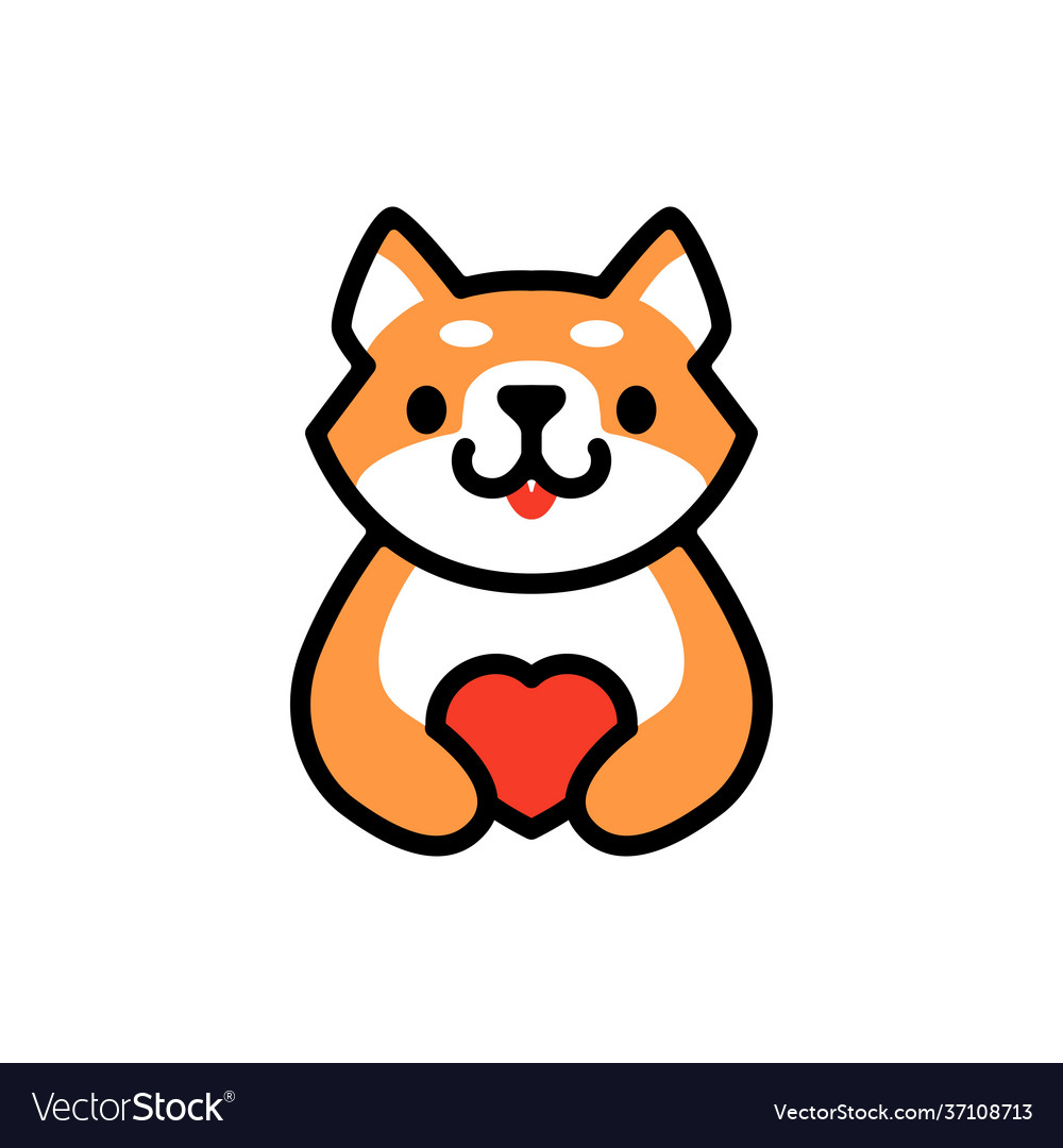 Cute shiba inu love heart dog cartoon logo icon Vector Image Cute shiba inu love heart dog cartoon logo icon Vector Image