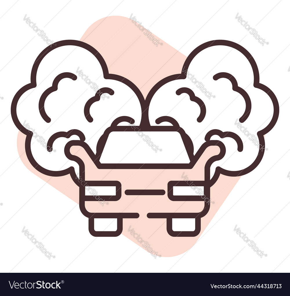 Disaster car air pollution on white background