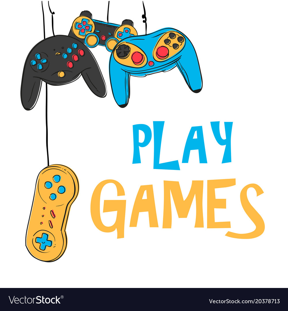 Play games hanging joystick background imag Vector Image, play