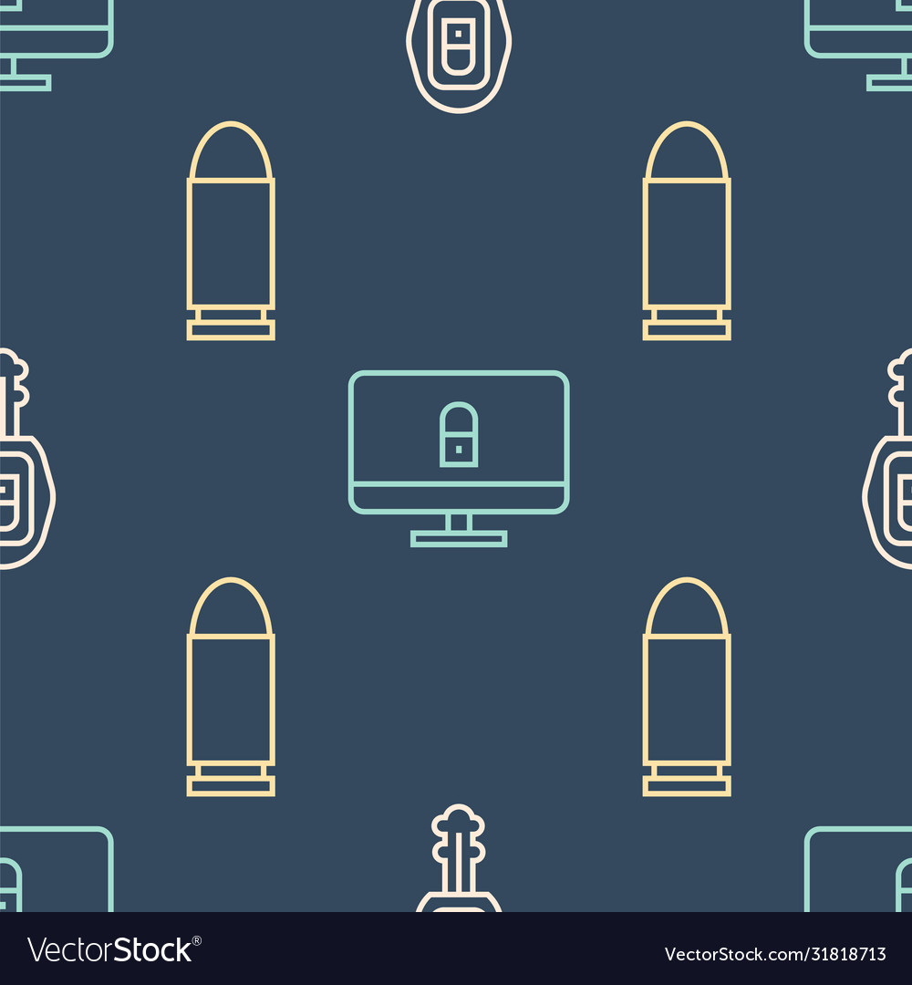 Set line car key with remote bullet and lock vector image Set line car key with remote bullet and lock