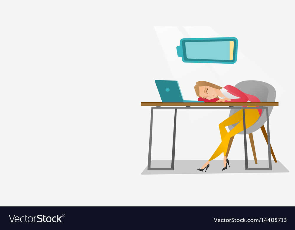 Tired employee sleeping at workplace