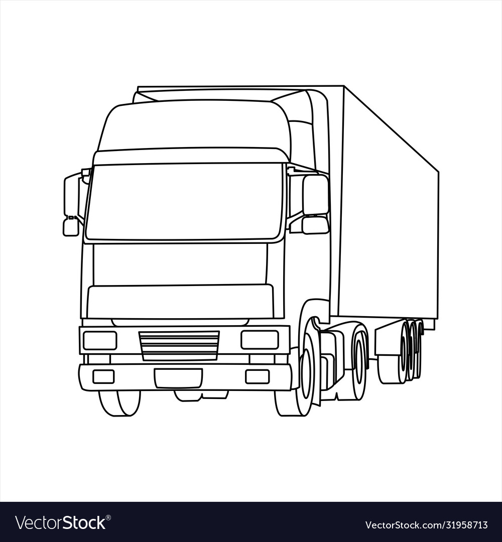 Truck trailer with container front view Royalty Free Vector