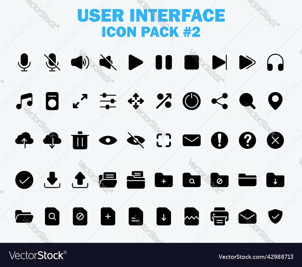 Web and app user interface icons set ui solid vector image Web and app user interface icons set ui solid