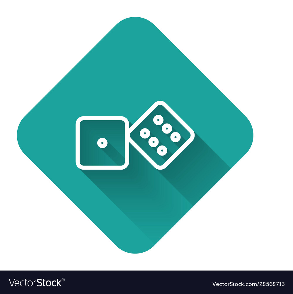 White line game dice icon isolated with long