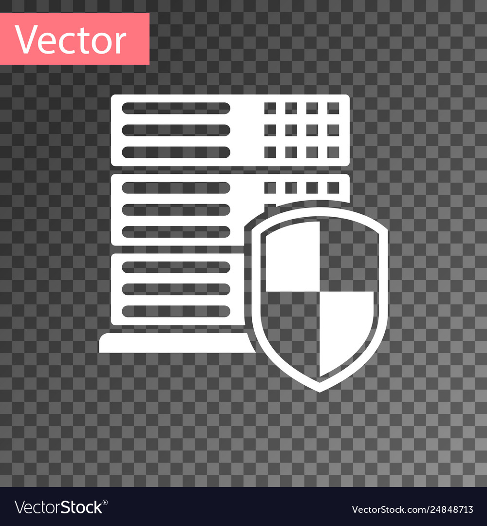 White server with shield icon isolated Royalty Free Vector