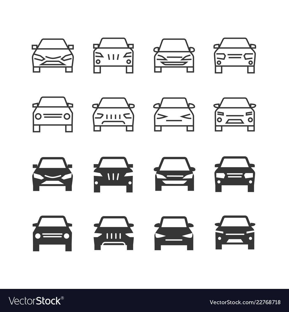 Stacked travelling cars frontal view icon