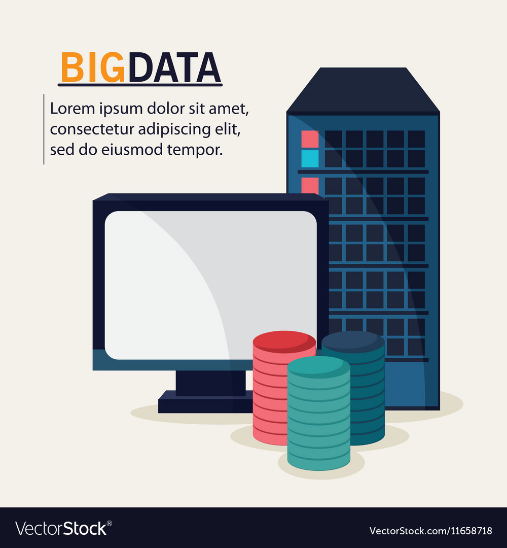 Big data center base and web hosting icon set