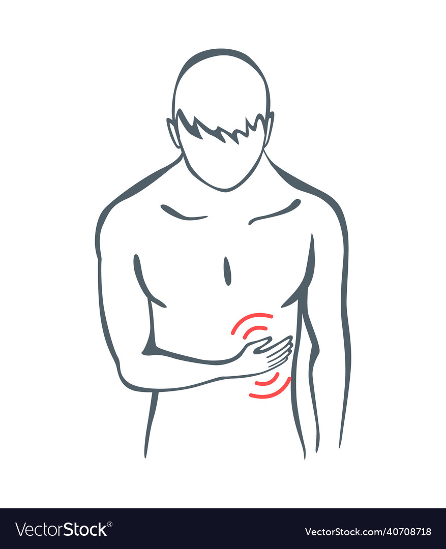 Body part pain man feels in abdomen Royalty Free Vector