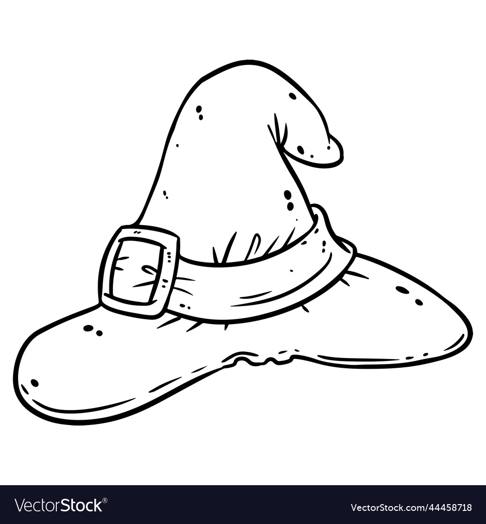 Cute cartoon witch hat doodle image magic Vector Image