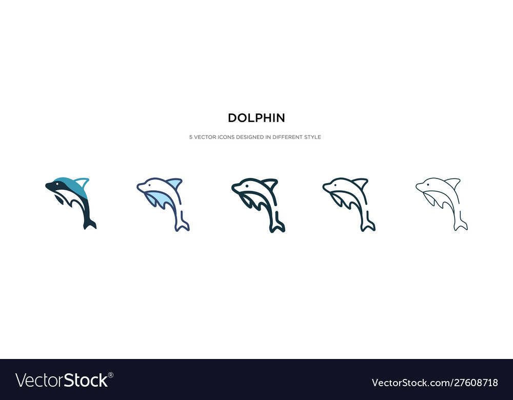 Dolphin icon in different style two colored