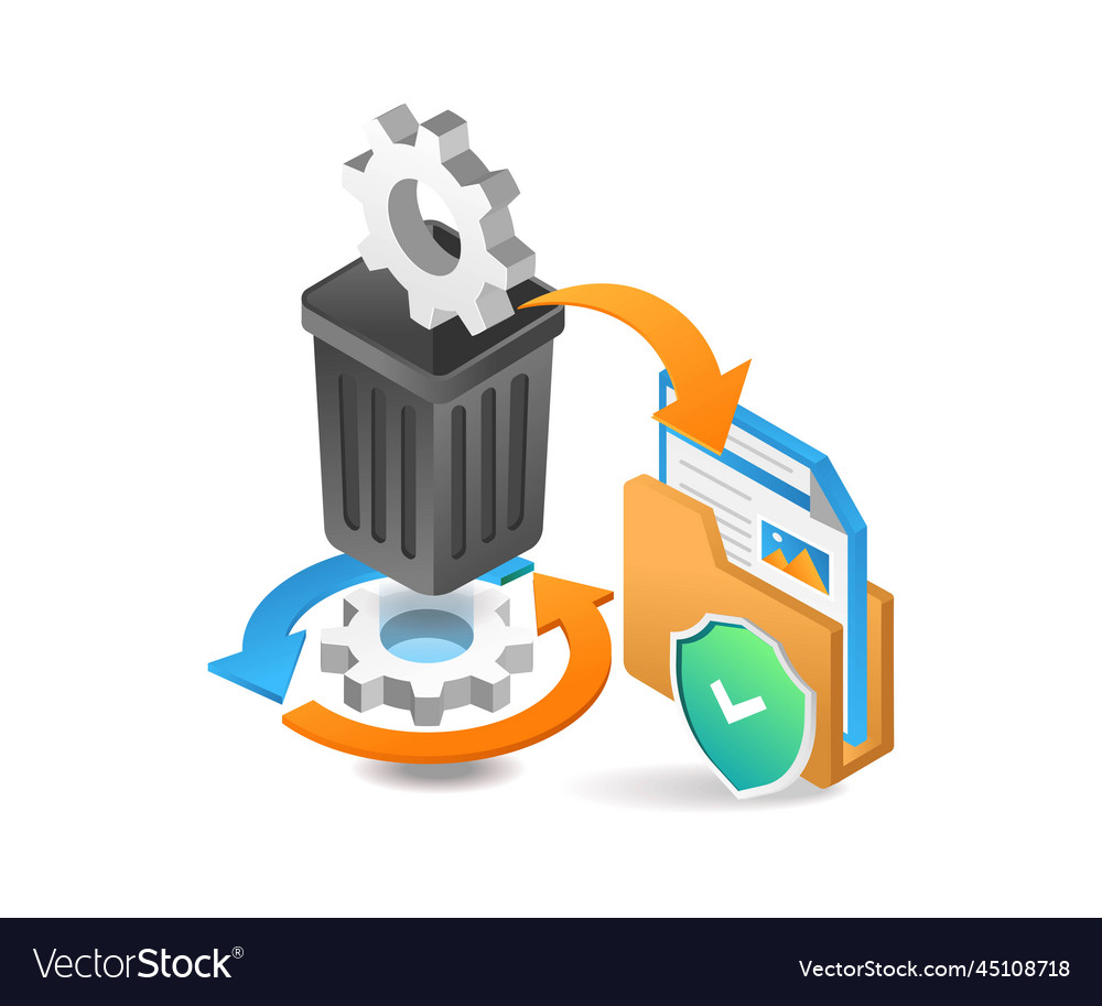 Flat isometric 3d process of processing data vector image Flat isometric 3d process of processing data
