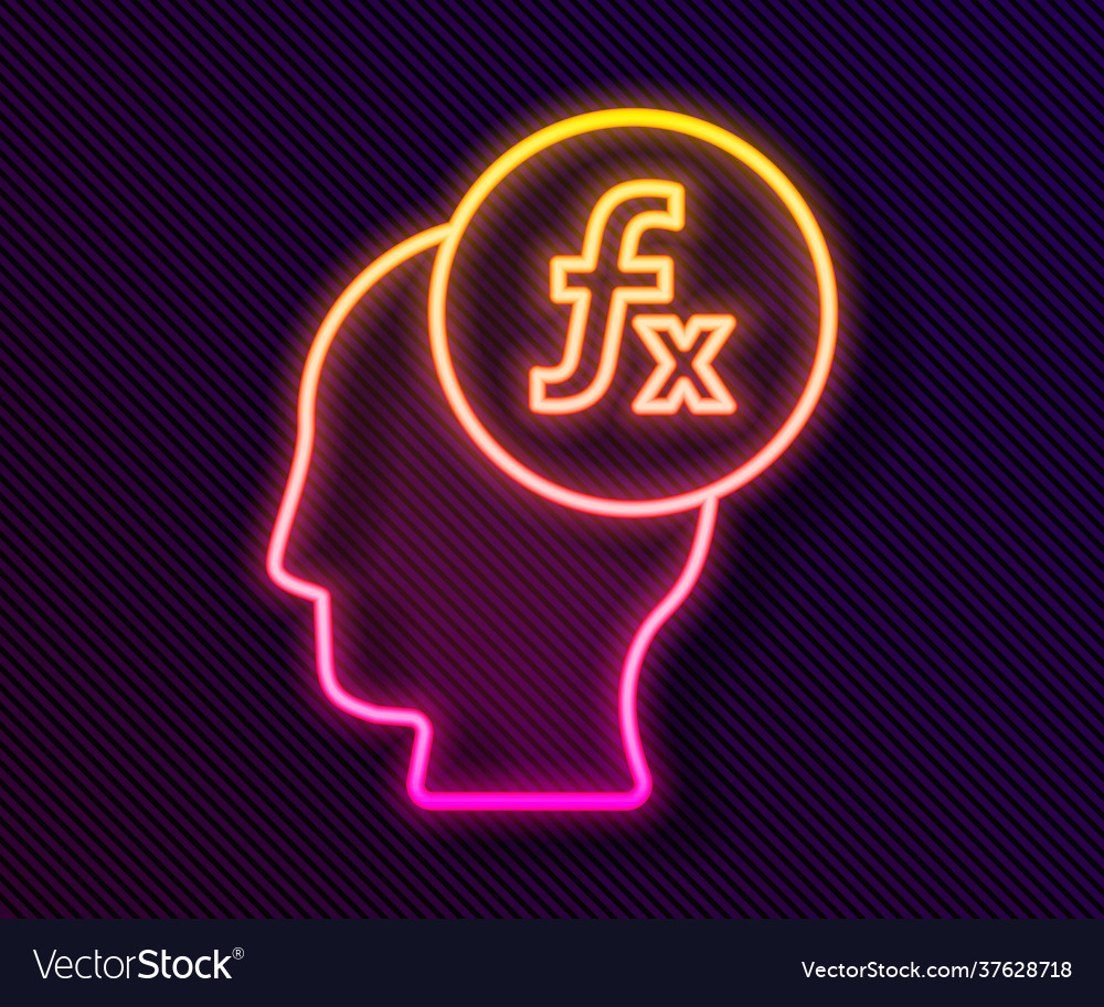 Glowing neon line function mathematical symbol vector image Glowing neon line function mathematical symbol