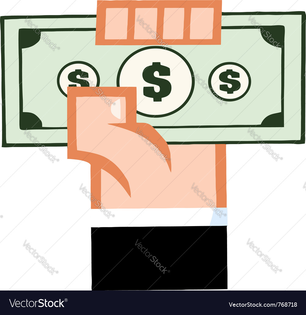 Hand with cash Royalty Free Vector Image - VectorStock