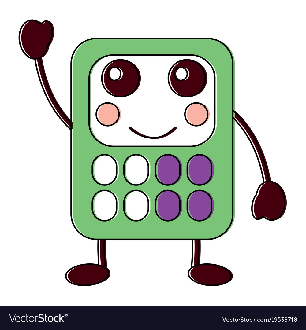 Happy calculator school supplies kawaii icon imag Vector Image