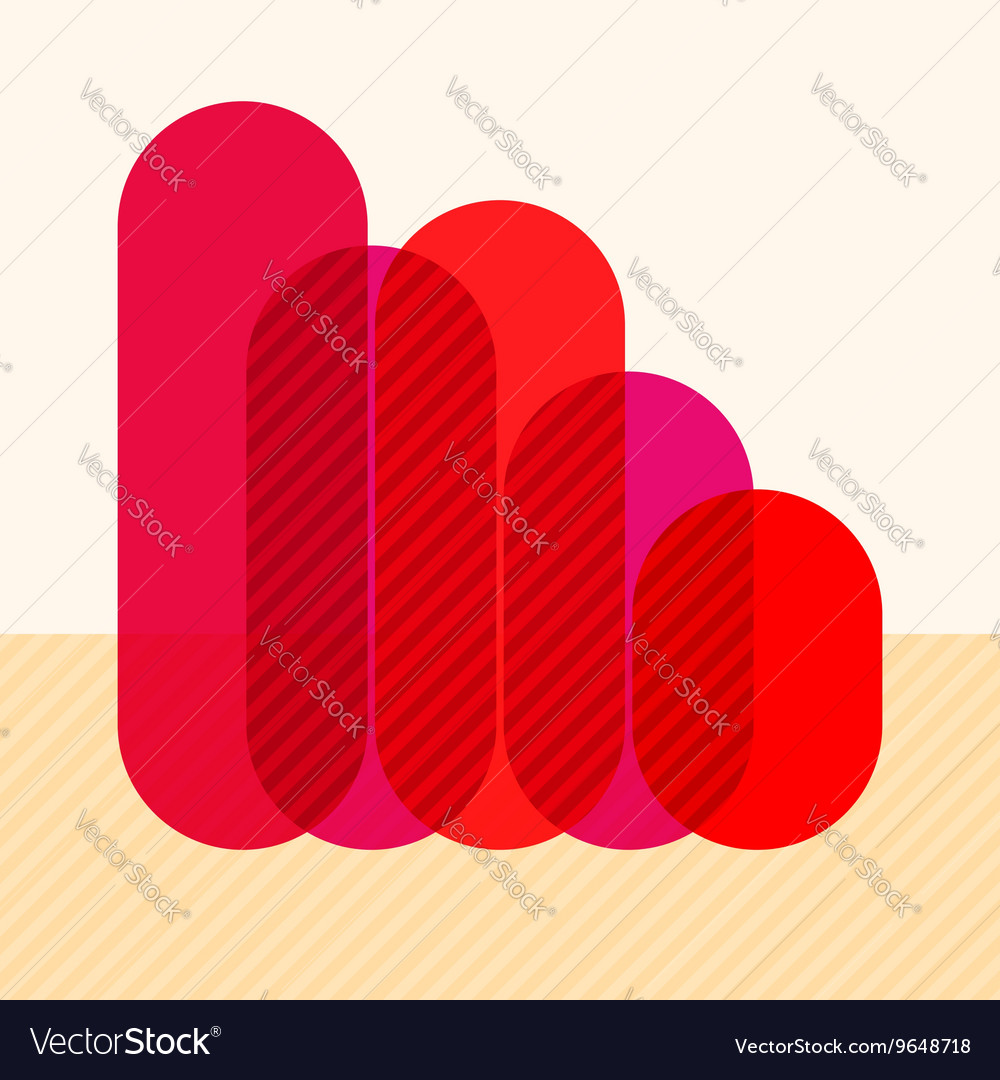 Infographics with falling red overlapping bars