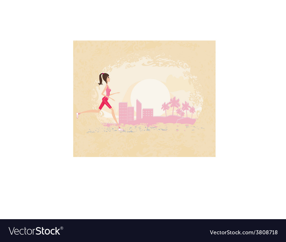 Jogging girl in city - abstract landscape