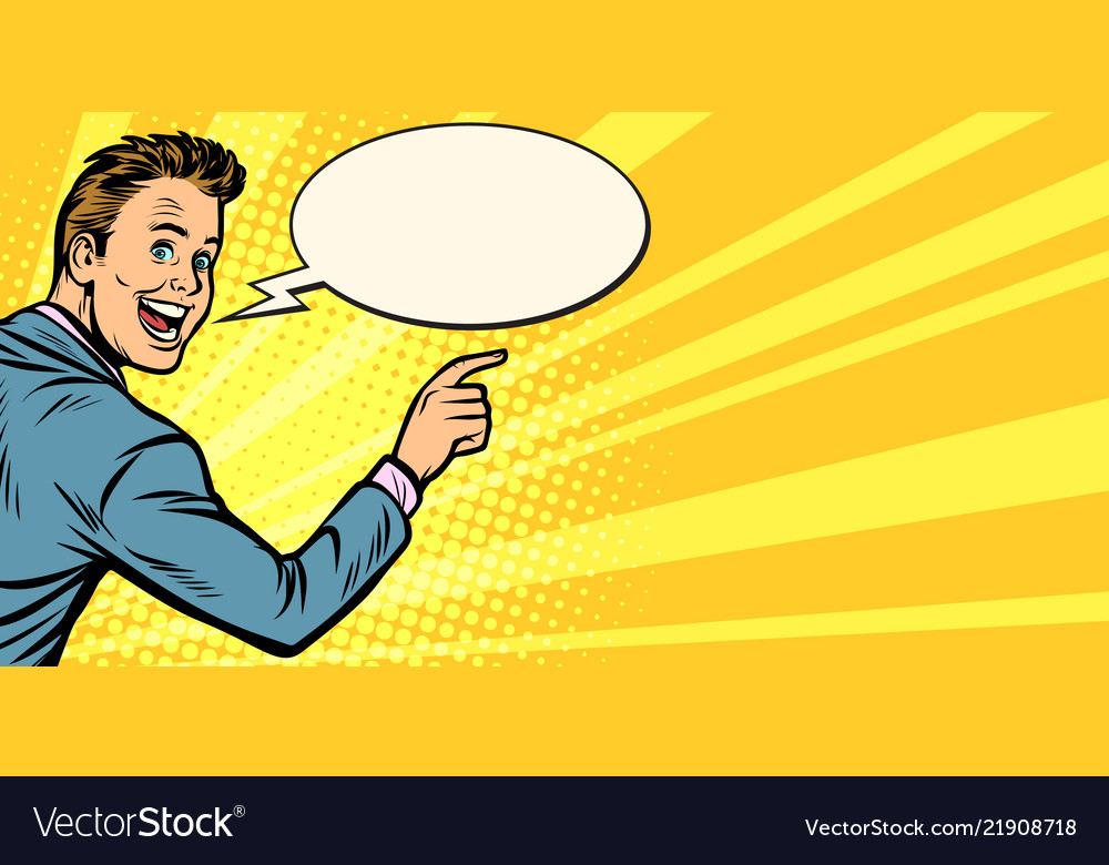 Man points to copy space Royalty Free Vector Image