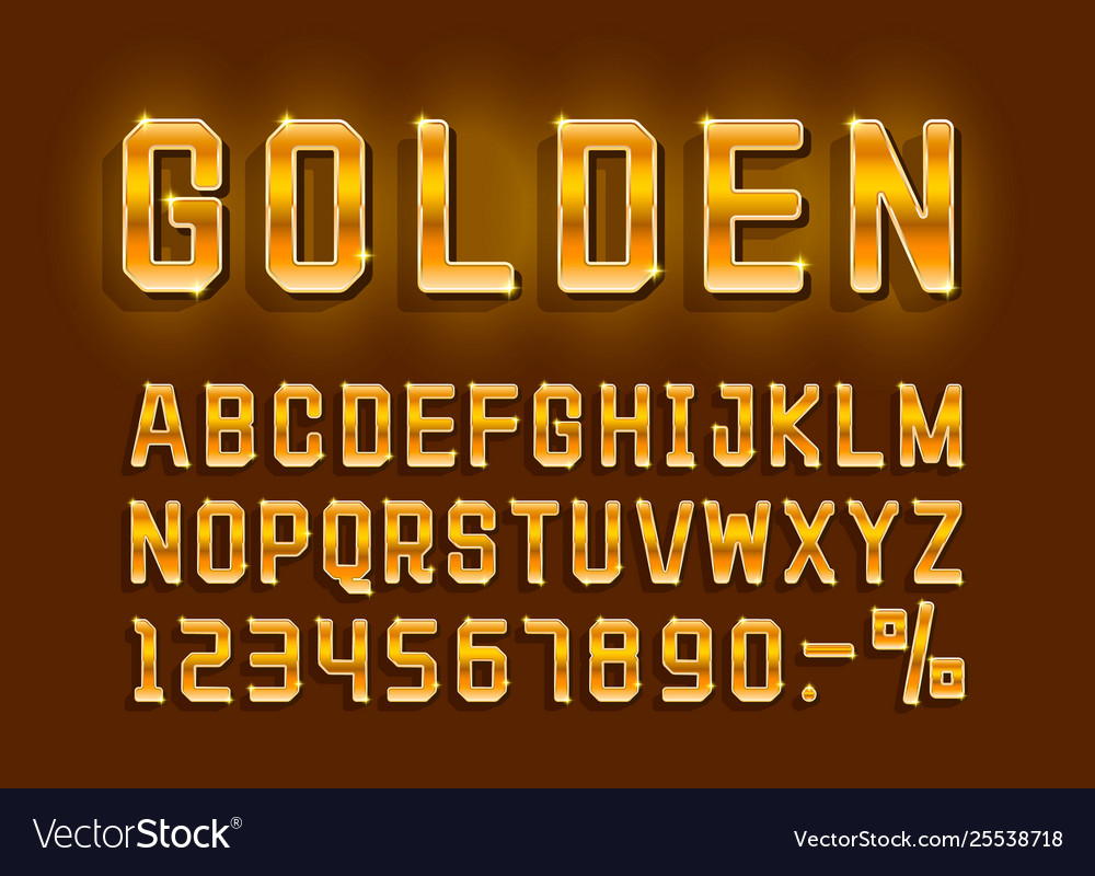 Retro Golden Number & Letter Set