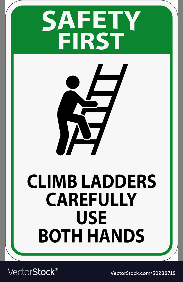 Safety first sign climb ladders carefully use Vector Image