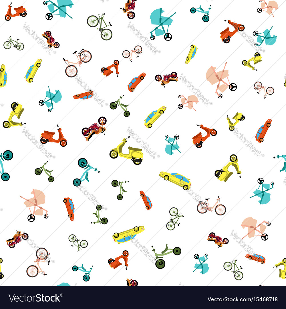 Seamless pattern with various types of transport