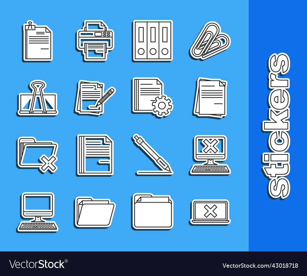 Set line laptop and cross mark on screen file vector image Set line laptop and cross mark on screen file