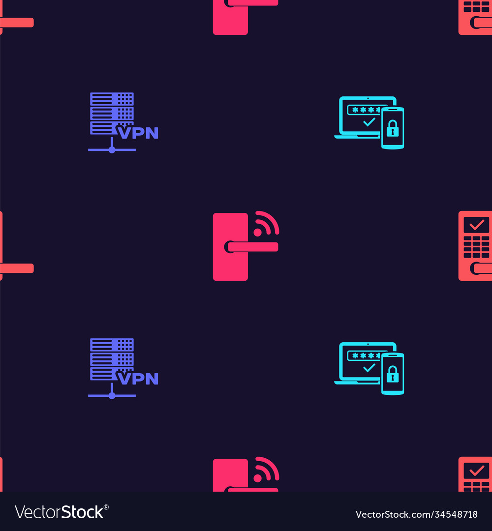 Set two steps authentication server vpn digital Vector Image Set two steps authentication server vpn digital