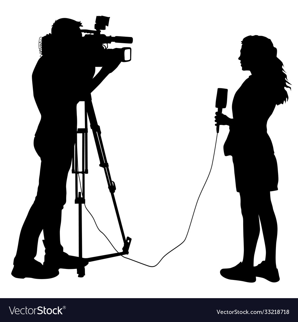 Silhouette operator removes journalist Royalty Free Vector