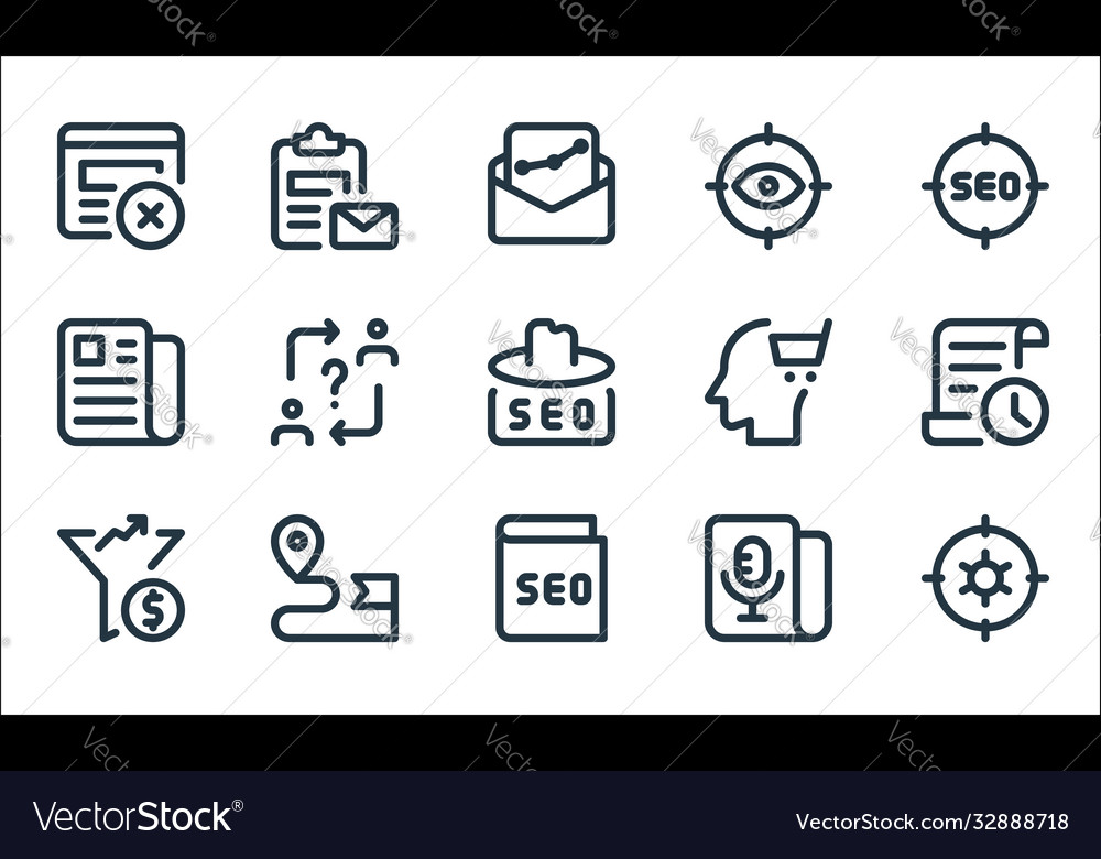 Web apps seo line icons linear set quality Vector Image Web apps seo line icons linear set quality