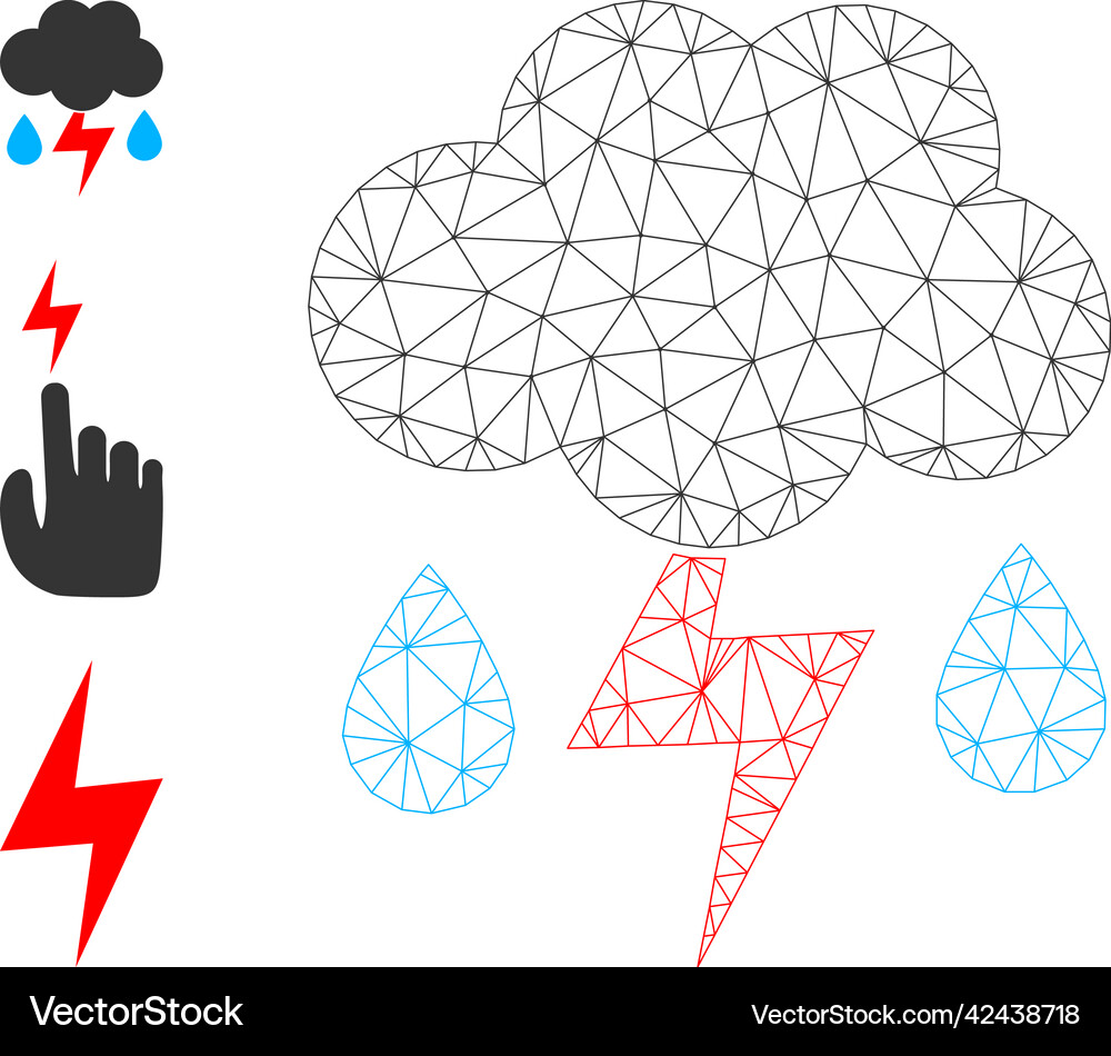 Web net thunderstorm rain icon Royalty Free Vector Image
