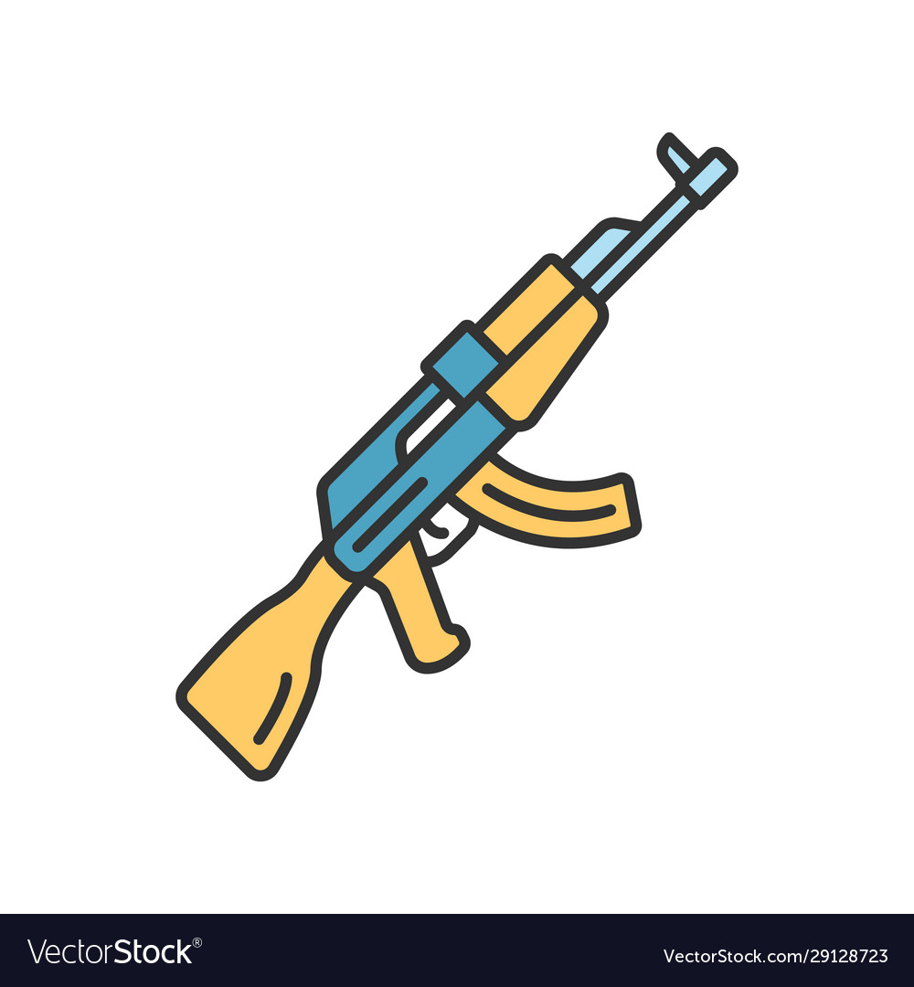 Akm weapon color icon virtual video game firearm vector image Akm weapon color icon virtual video game firearm