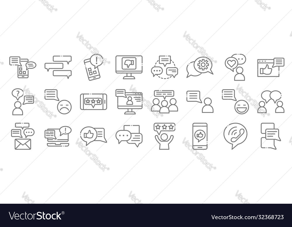 Chatting and communication line icons linear set vector image Chatting and communication line icons linear set