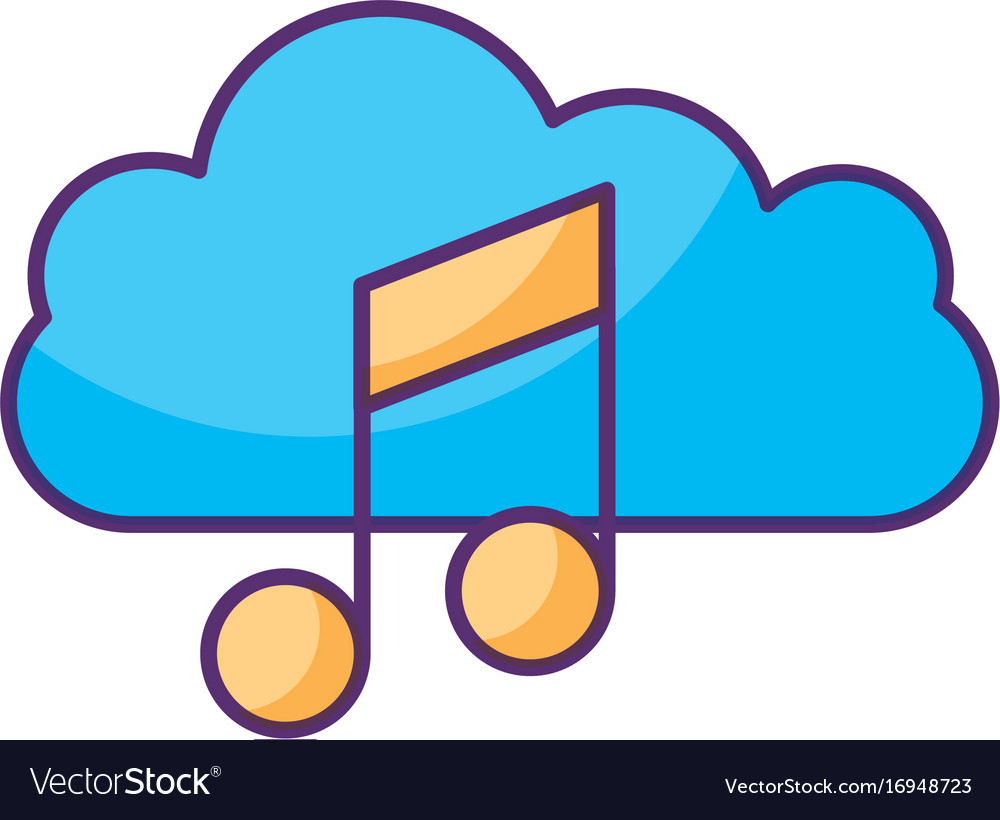 Cloud computing with music note isolated icon