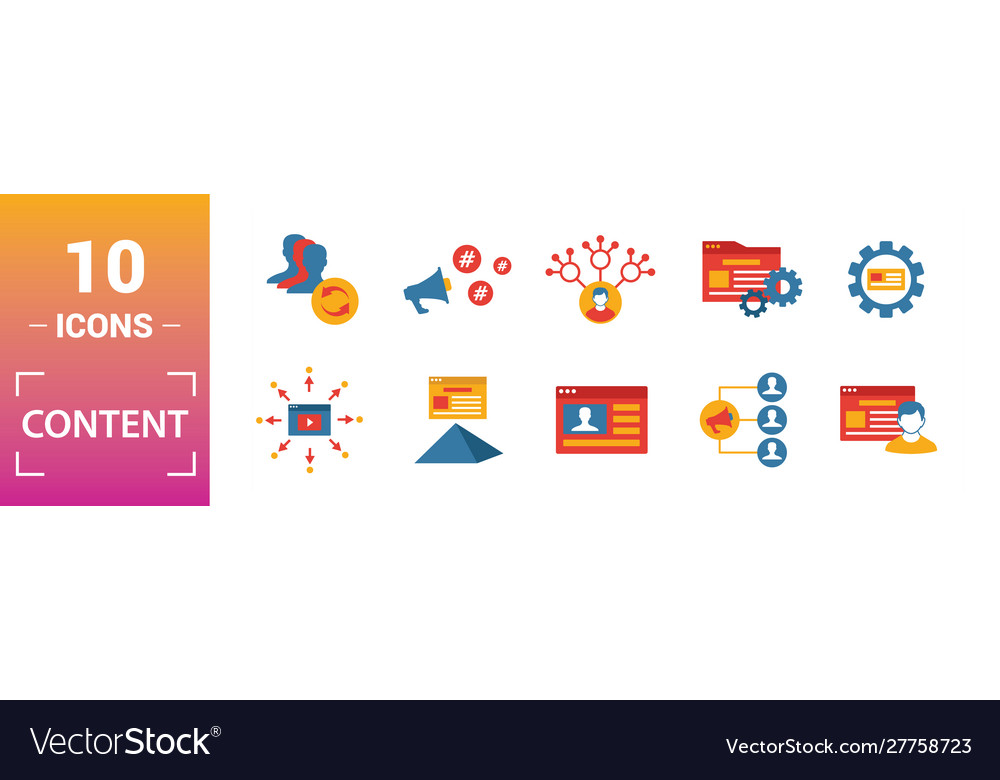 Content icon set include creative elements cms vector image Content icon set include creative elements cms