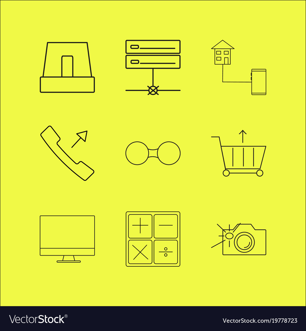 Devices linear icon set simple outline icons