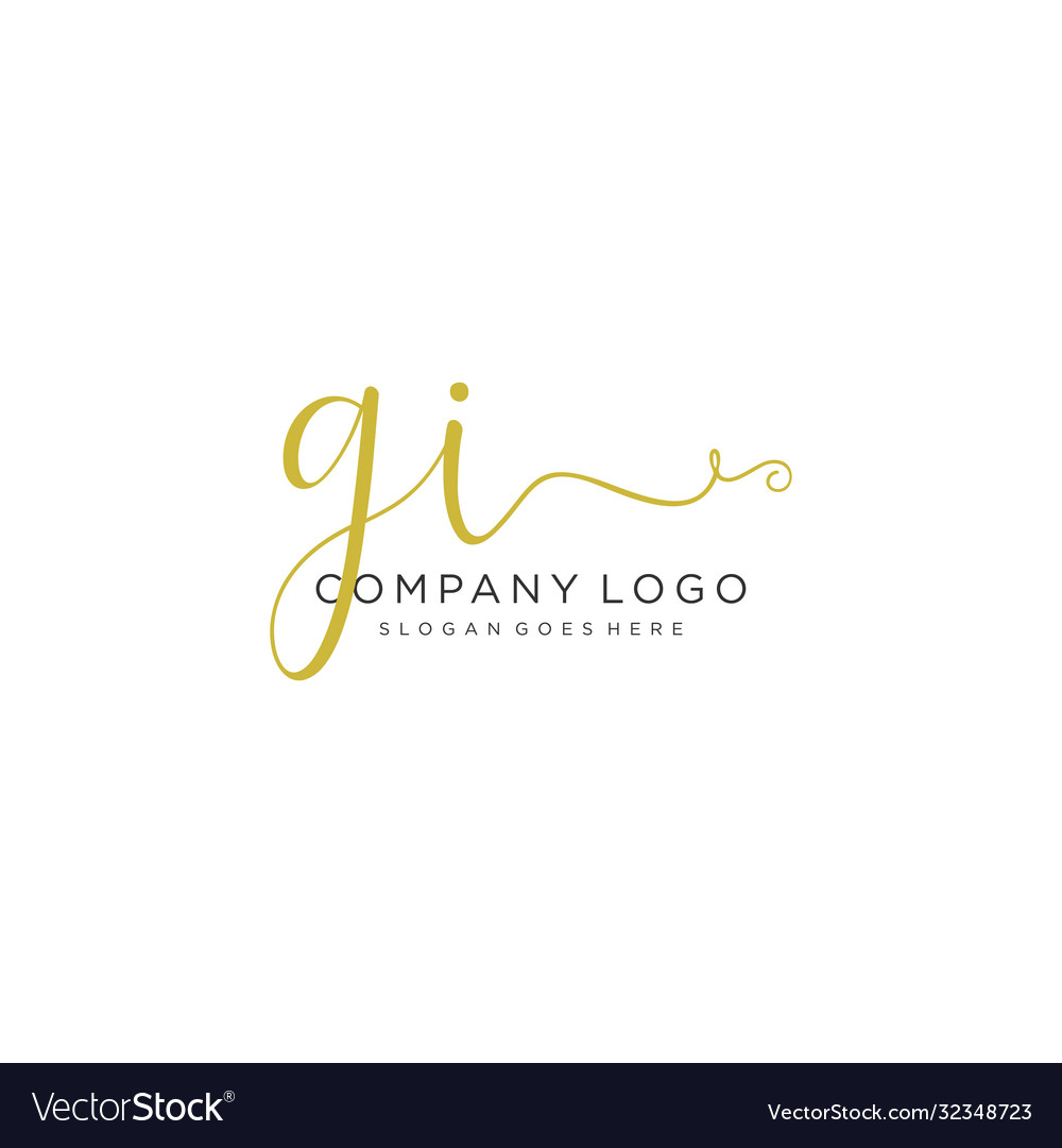 Gi Initial Handwriting Logo Design Royalty Free Vector Image