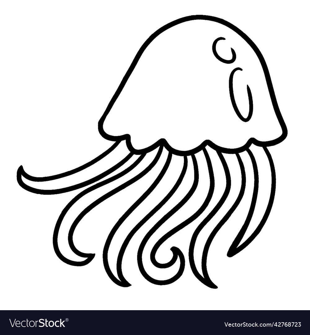 Jellyfish Isolated Coloring Page For Kids Vector Image