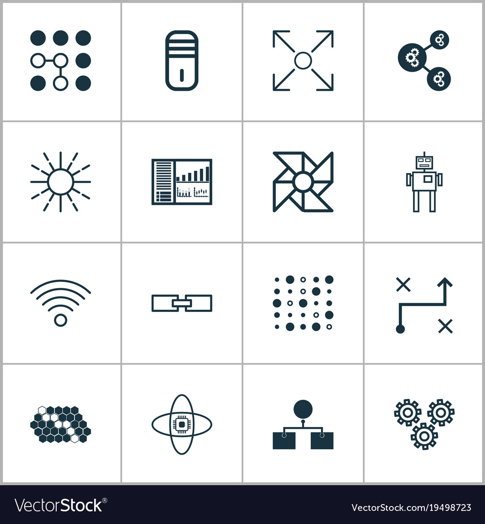 Learning icons set with analysis diagram